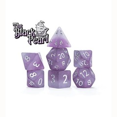 Sea Glass Dice Set: The Black Pearl (7) - Black Powder and Violent Violet